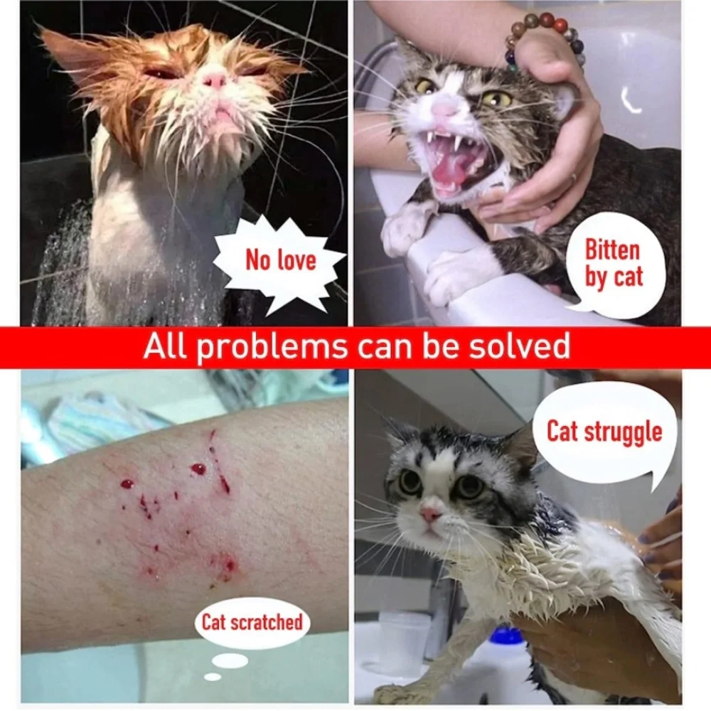 Cat bathing bag set with free comb